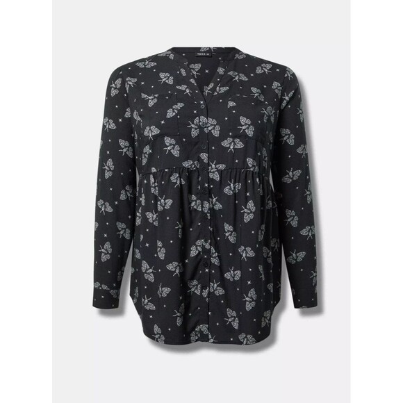 Torrid Emma Babydoll Tunic Black Moths Size 3 or 22/24 Plus - Picture 1 of 4